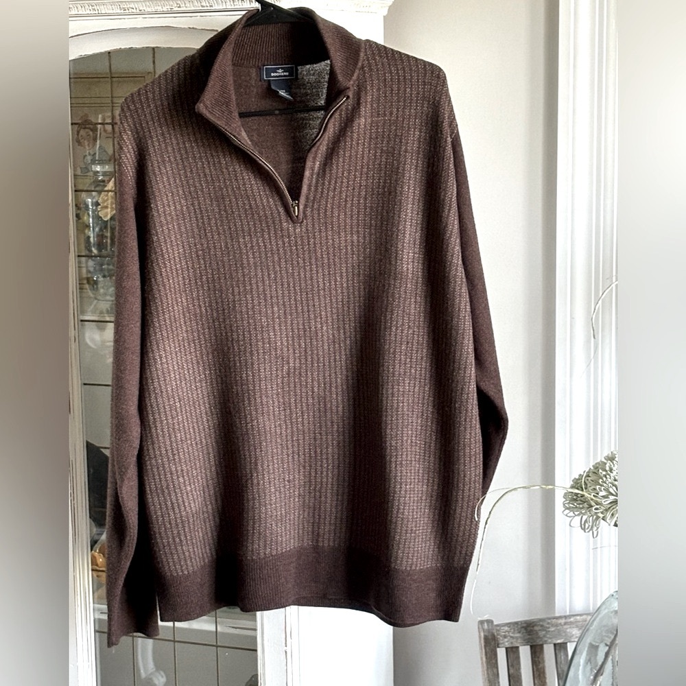Dockers 1/4 Zip Brown Casual Sweater Pullover. Men’s Sz-XL. Neutral | Classic.